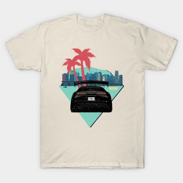 Supra 2JZ Turbo JDM Tuning Car 90s Tropical Miami T-Shirt by Automotive Apparel & Accessoires